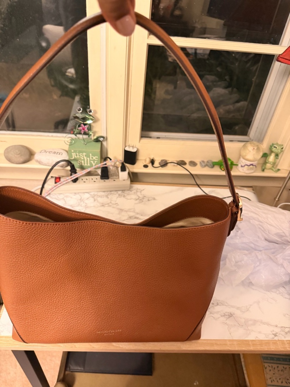 Brown Leather Hobo Shoulder Bag Aspinal of London - Picture 11 of 12